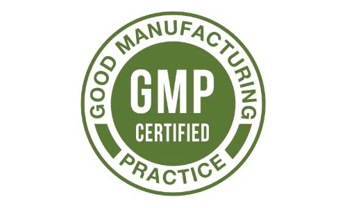 GMP Certified badge indicating Good Manufacturing Practice compliance, representing high-quality and safe production standards.