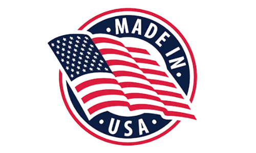 Made in USA badge featuring the American flag colors and design, symbolizing a product manufactured in the United States.